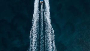Preview wallpaper boat, yacht, sea, foam, traces