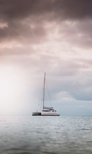 Preview wallpaper boat, yacht, sea, water, clouds