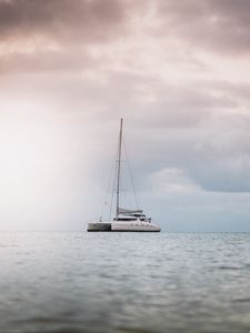 Preview wallpaper boat, yacht, sea, water, clouds
