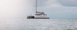 Preview wallpaper boat, yacht, sea, water, clouds