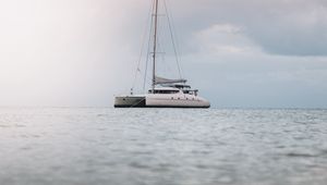 Preview wallpaper boat, yacht, sea, water, clouds