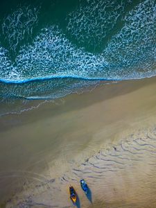 Preview wallpaper boats, beach, sea, aerial view