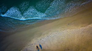 Preview wallpaper boats, beach, sea, aerial view