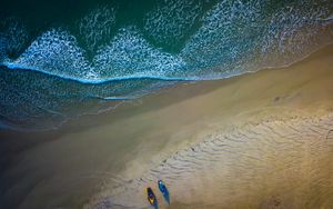 Preview wallpaper boats, beach, sea, aerial view