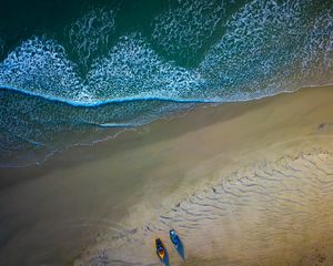 Preview wallpaper boats, beach, sea, aerial view