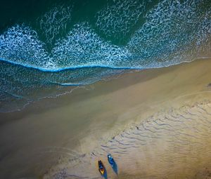 Preview wallpaper boats, beach, sea, aerial view