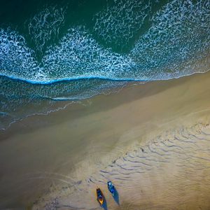 Preview wallpaper boats, beach, sea, aerial view