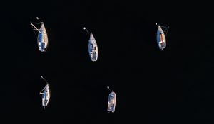 Preview wallpaper boats, boat, aerial view, water, black