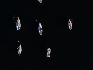 Preview wallpaper boats, boat, aerial view, water, black