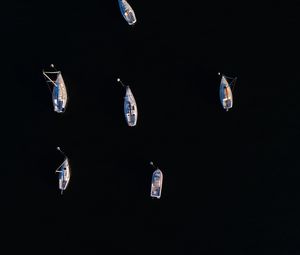 Preview wallpaper boats, boat, aerial view, water, black