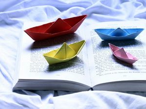 Preview wallpaper boats, book, paper, colored
