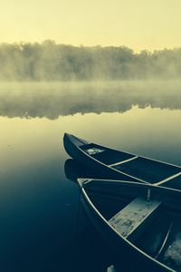 Preview wallpaper boats, lake, fog, water, nature