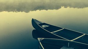 Preview wallpaper boats, lake, fog, water, nature