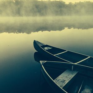 Preview wallpaper boats, lake, fog, water, nature