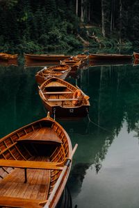 Preview wallpaper boats, lake, water, forest, trees