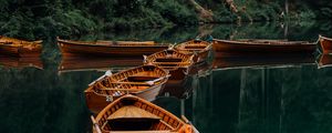 Preview wallpaper boats, lake, water, forest, trees