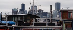 Preview wallpaper boats, mast, buildings, pier