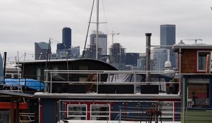 Preview wallpaper boats, mast, buildings, pier