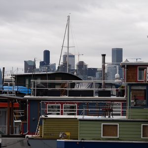 Preview wallpaper boats, mast, buildings, pier