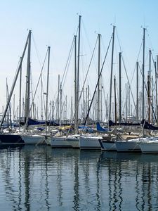 Preview wallpaper boats, masts, bay, water