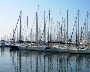 Preview wallpaper boats, masts, bay, water