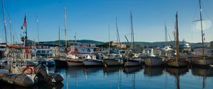 Preview wallpaper boats, masts, pier, water