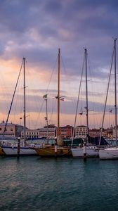 Preview wallpaper boats, masts, pier, sea