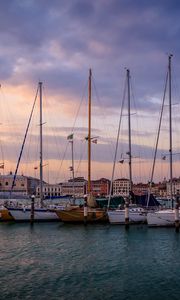 Preview wallpaper boats, masts, pier, sea