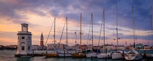 Preview wallpaper boats, masts, pier, sea