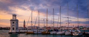 Preview wallpaper boats, masts, pier, sea