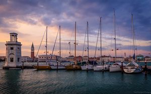 Preview wallpaper boats, masts, pier, sea