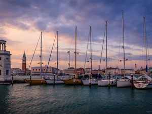 Preview wallpaper boats, masts, pier, sea