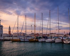 Preview wallpaper boats, masts, pier, sea