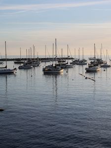 Preview wallpaper boats, masts, sea, pier