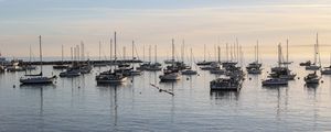 Preview wallpaper boats, masts, sea, pier