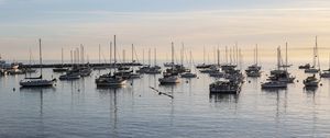 Preview wallpaper boats, masts, sea, pier