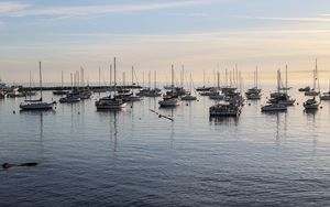 Preview wallpaper boats, masts, sea, pier