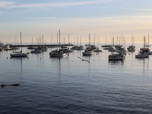 Preview wallpaper boats, masts, sea, pier