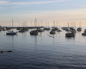 Preview wallpaper boats, masts, sea, pier