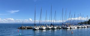 Preview wallpaper boats, masts, sea, horizon, sky