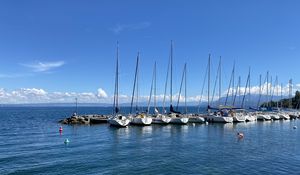 Preview wallpaper boats, masts, sea, horizon, sky