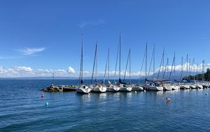 Preview wallpaper boats, masts, sea, horizon, sky