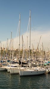 Preview wallpaper boats, masts, water, bay