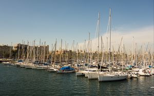 Preview wallpaper boats, masts, water, bay