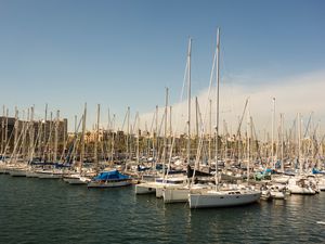 Preview wallpaper boats, masts, water, bay