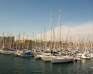 Preview wallpaper boats, masts, water, bay