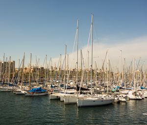 Preview wallpaper boats, masts, water, bay