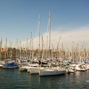 Preview wallpaper boats, masts, water, bay