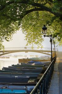 Preview wallpaper boats, mooring, row, channel, bridge, france, embankment