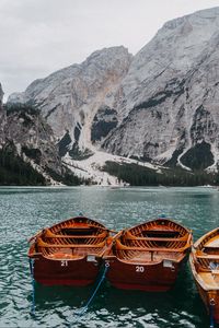 Preview wallpaper boats, mountains, lake
